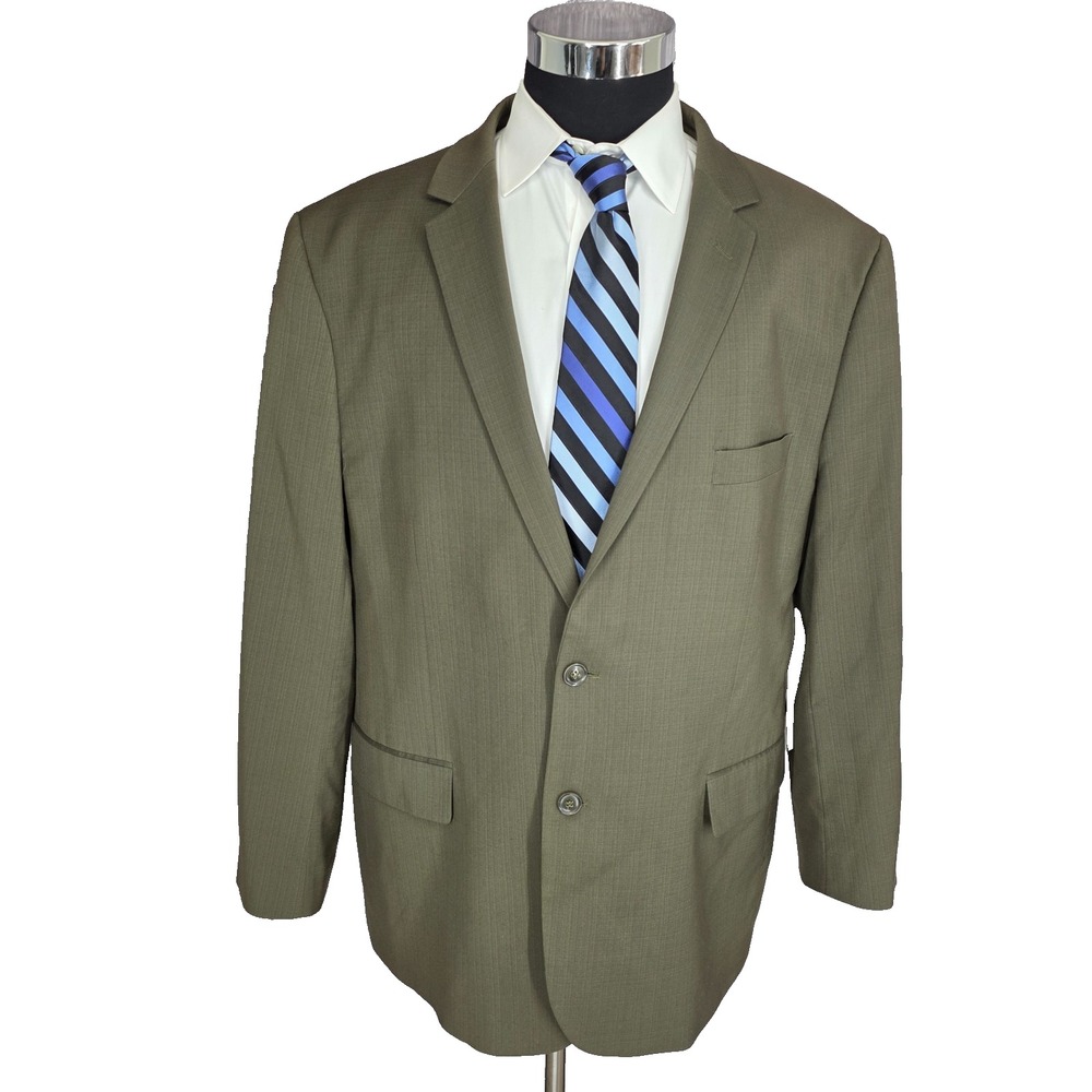 Lineage Blazer Mens 52R Green Performance Stretch Sports Coat Jacket Rayon Blend